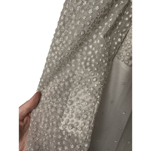 Monica Loretti Wedding Dress Style #8188 SZ 12 White With Sheer Sleeves - Picture 5 of 16